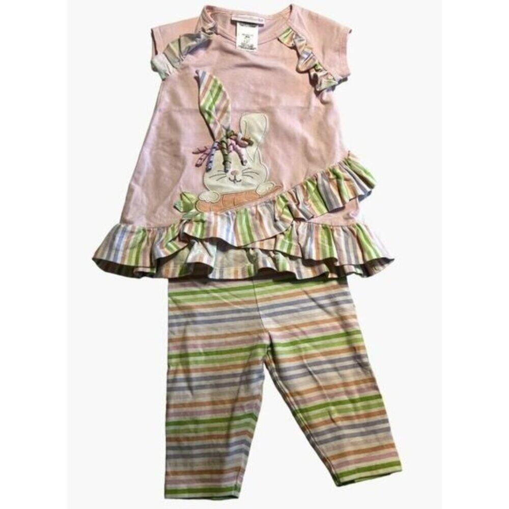 Bonnie Jean Baby Bunny Rabbit Easter Set Toddler Girls Size 2T Pastel